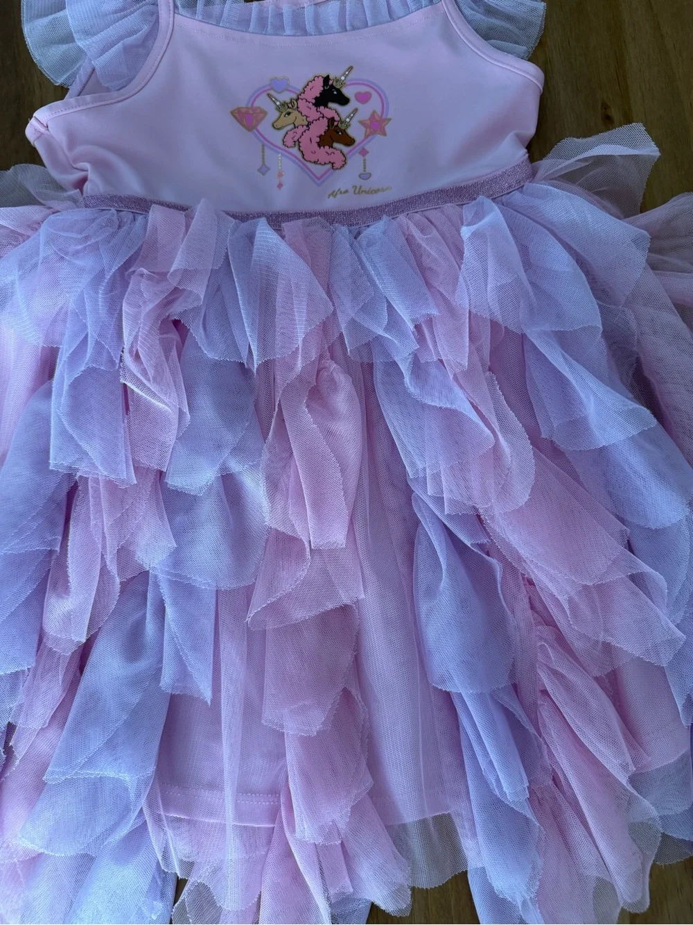 Girls Pink Unicorn Ruffle Tulle Dress Size 4T